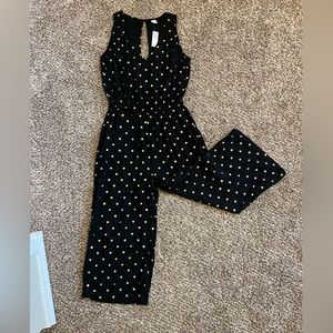 Old Navy Black & Gold Polka Dot Jumpsuit